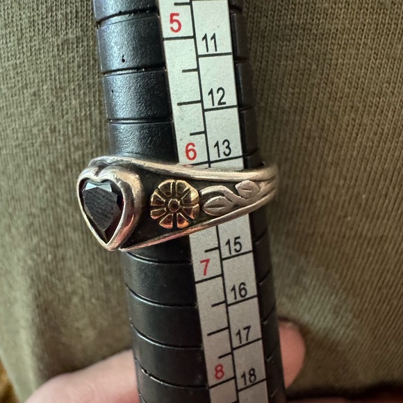 James Avery Silver Ring with Red Heart Gem - Picture 2 of 3